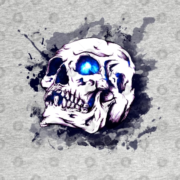 Galaxy splatter skull by akerly